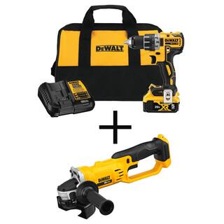 DW 20V MAX XR Cordless Brushless 12 in. DrillDriver 4.5-5 in. Grinder (1) 20V 5.0Ah Battery and Charger DCD791P1W412