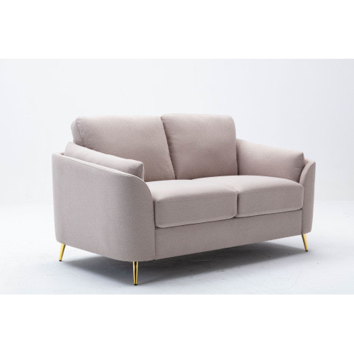 Contemporary 1pc Loveseat Beige Color with Gold Me...