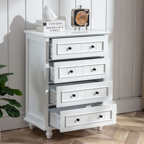 White 4 Drawer Dresser Tall Buffet Cabinet Bar Storage Cabinet for Dinning Room and Living Room - as picture - - 37668879