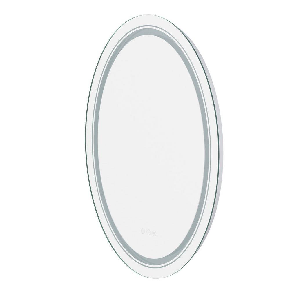 Wisfor 24 in. W x 32 in. H Large Oval Frameless Anti-Fog Wall Dimmable Backlit Dual LED Bathroom Vanity Mirror Makeup Shaving XMR-T28-728-U