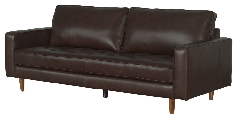 Hammond Mid Century Leather Stationary Sofa   Midcentury   Sofas   by Abbyson Living  Houzz