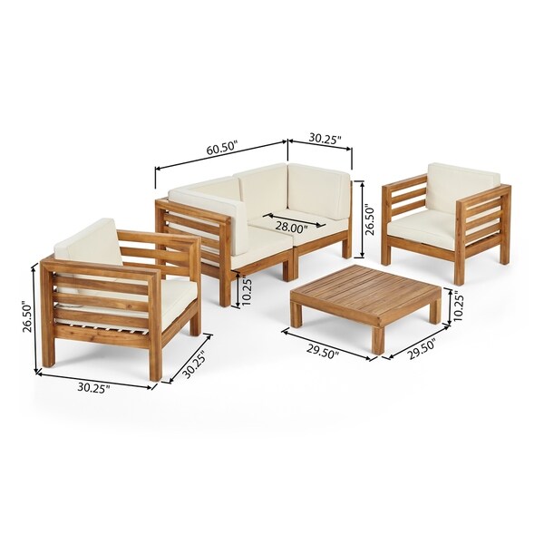 Oana Outdoor 4seat Acacia Loveseat Chat Set with Cushions by Christopher Knight Home