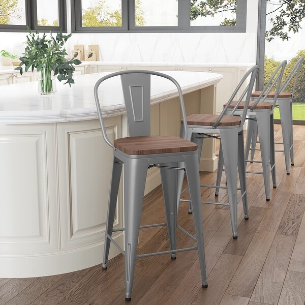 30-inch High Back bar stools farmhouse bar stools Set of 4