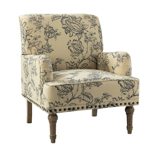 Geltrude Traditonal Floral Fabric Design Upholstered Accent Armchair with Turned Legs by HULALA HOME