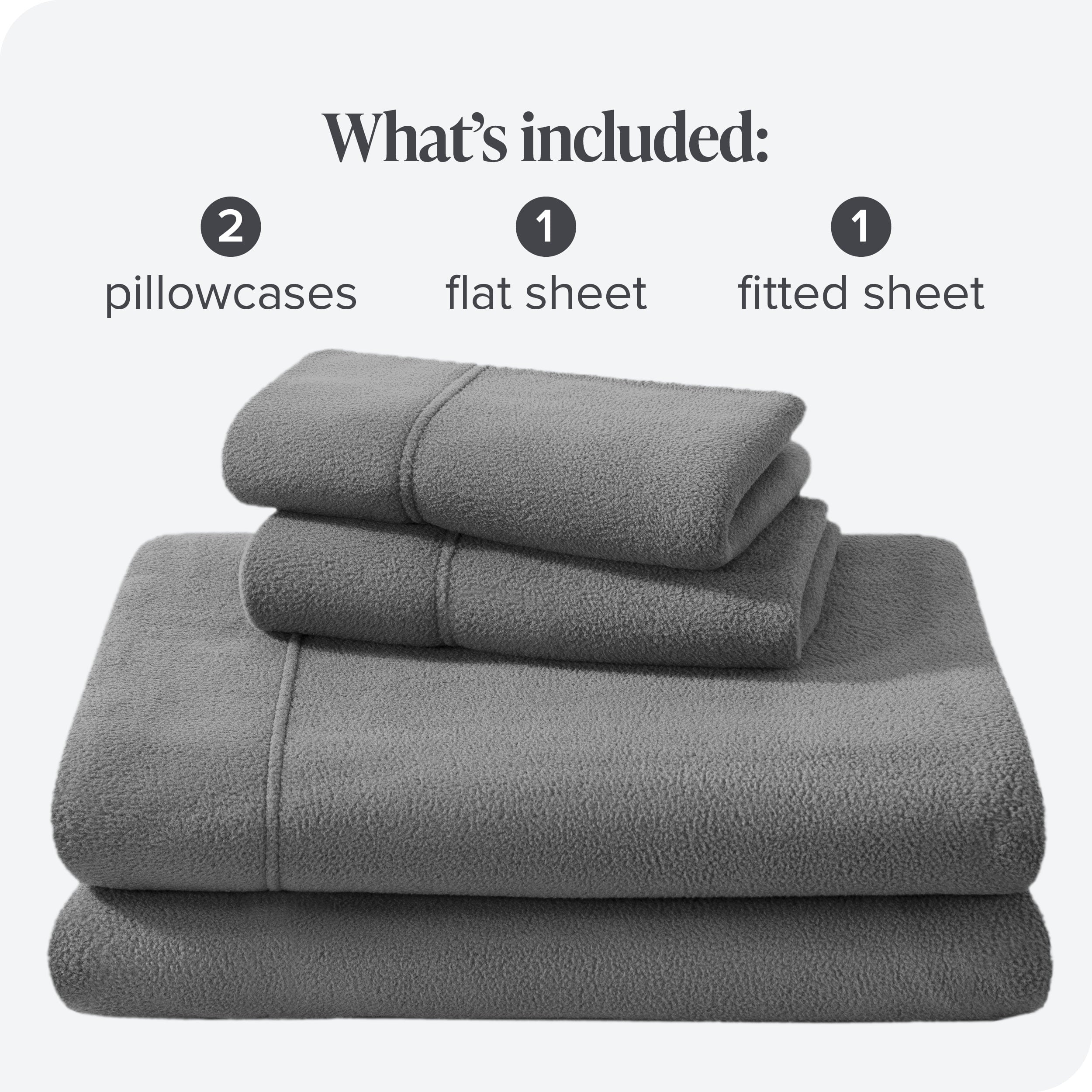 Bare Home Cozy Fleece Sheet Set， Extra Plush Polar Fleece， Deep Pocket Bed Sheets， Queen， Gray