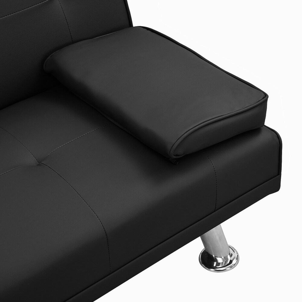 PVC Wood Sofa Bed with Armrest two holders