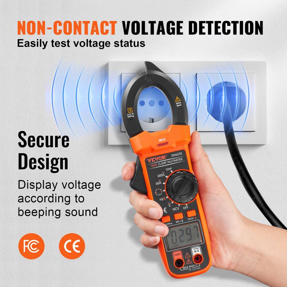 VEVOR 600 Amp Digital Clamp Meter DCAC Multimeter True RMS Auto Ranging 6000 Max Reading NCV Measurement LED Backlight QXBFZDKCWACDC2IU7V0