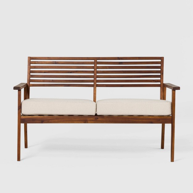 Saracina Home Mid century Modern Slatted Acacia Outdoor Bench