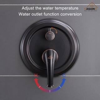 CASAINC 3-Spray Patterns 8.3 in. Wall Mount Dual Shower Heads in Spot Resist Oil-Rubbed Bronze HM-B207-SQ-ORB