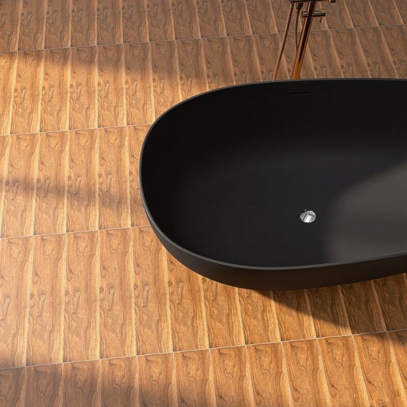 MEDUNJESS 67'' Freestanding Soaking Stone Resin Bathtub