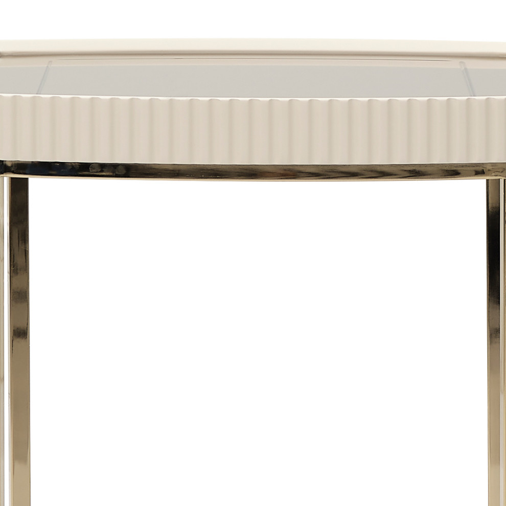 Lisbon Side Table  Silken Matte Cream   Contemporary   Side Tables And End Tables   by Michael Amini  Houzz