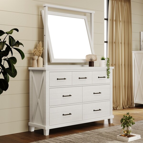 6 Pieces Bedroom Sets-Bed with 2 Nightstand， Chest， Dresser and Mirror - - 37970664