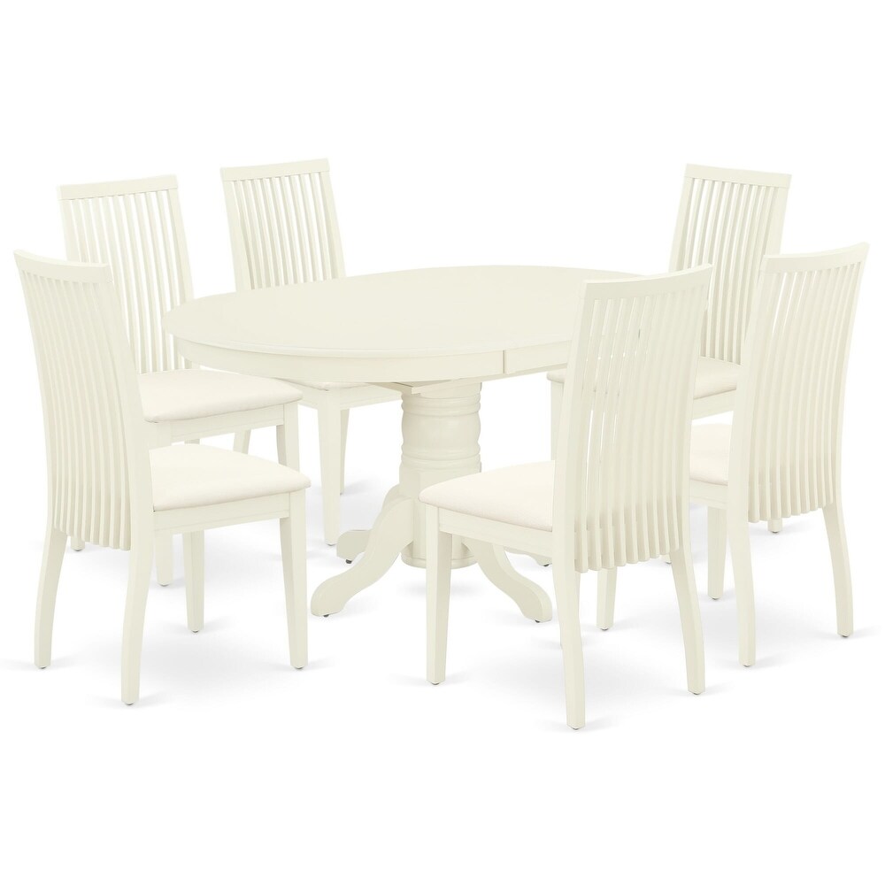 East West Furniture Kitchen Table Set Consist of a Dining Room Table and Linen Fabric Chairs (Finish   Pieces Options)