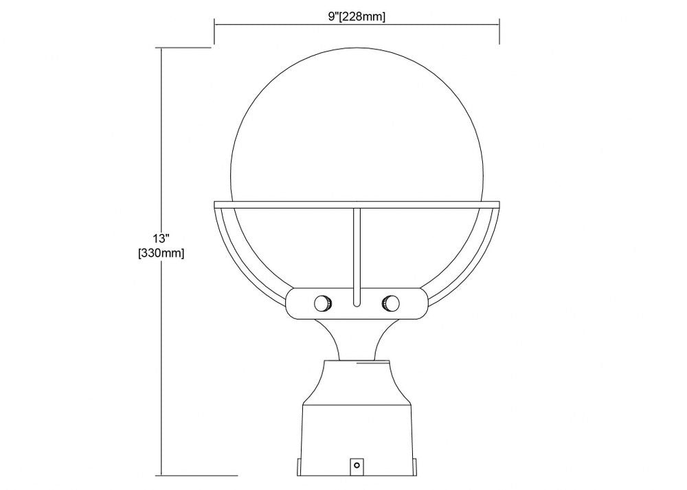 Round Globe One Light Outdoor Post Mount with Exposed Bulb Coastal Style Post Light   Charcoal Finish with Clear Glass Bailey Street Home