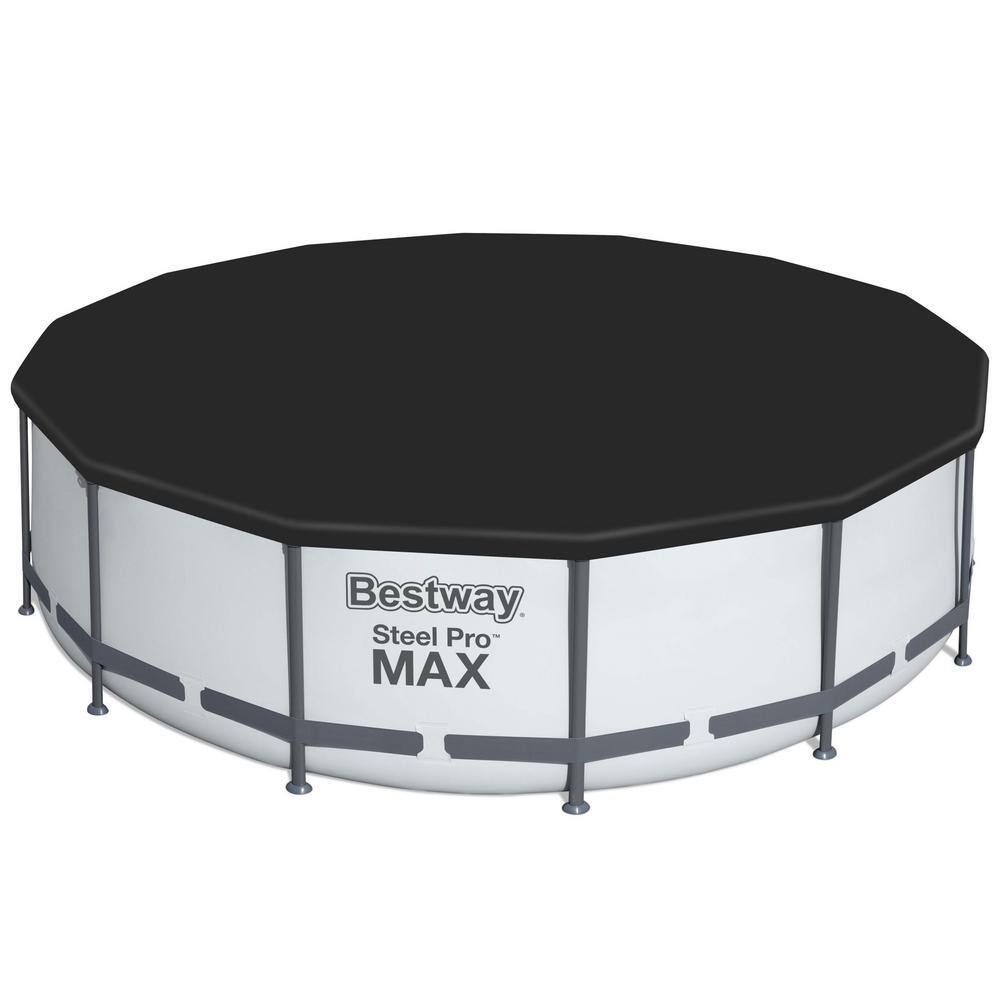 Bestway Steel Pro MAX 168 in. Round 48 in. D Above Ground Swimming Metal Frame Pool Set 5613HE-BW