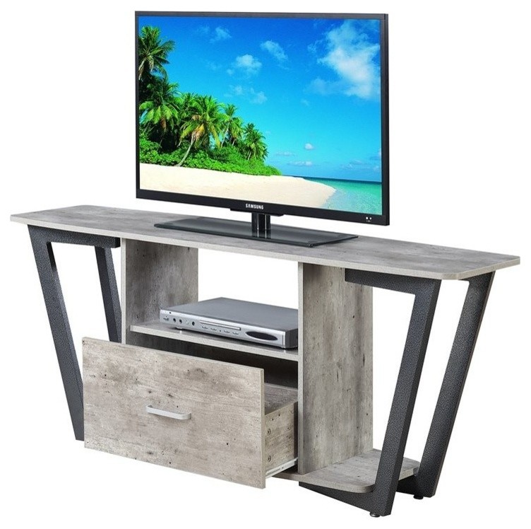 Convenience Concepts Graystone 60 quotTV Stand in Gray and Black Wood Finish   Transitional   Entertainment Centers And Tv Stands   by Homesquare  Houzz