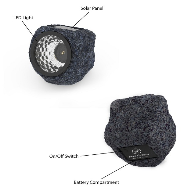 Pure Garden Led Solar Rock Landscaping Lights Set Of 4