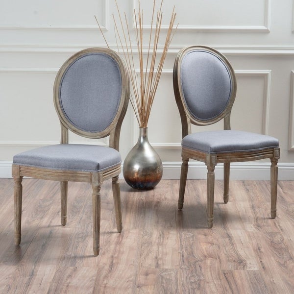 Phinnaeus Indoor French Fabric Dining Chairs， Set of 2， Natural - as picture?