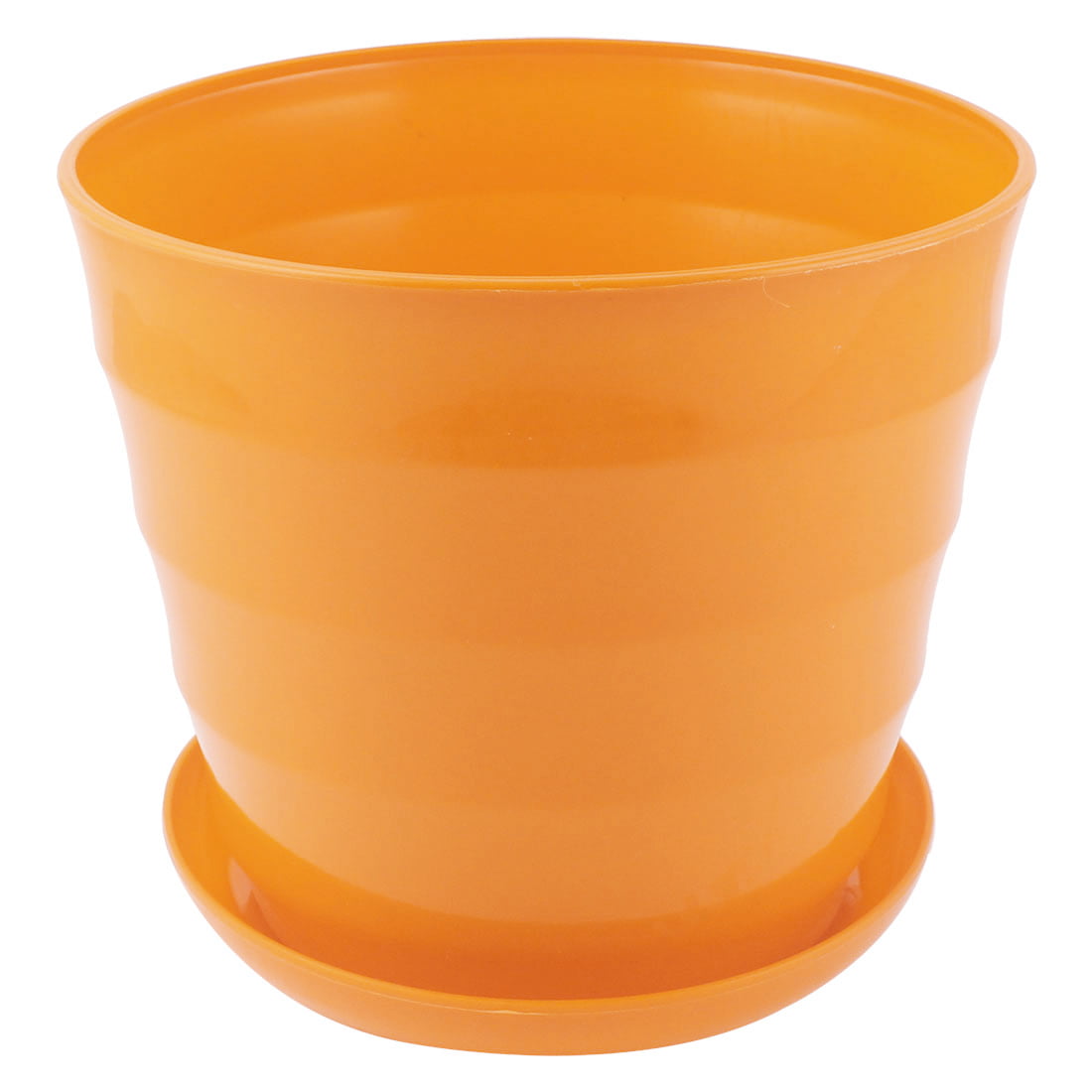 Unique Bargains Home Garden Office Plastic Round Plant Planter Holder Flower Pot Orange