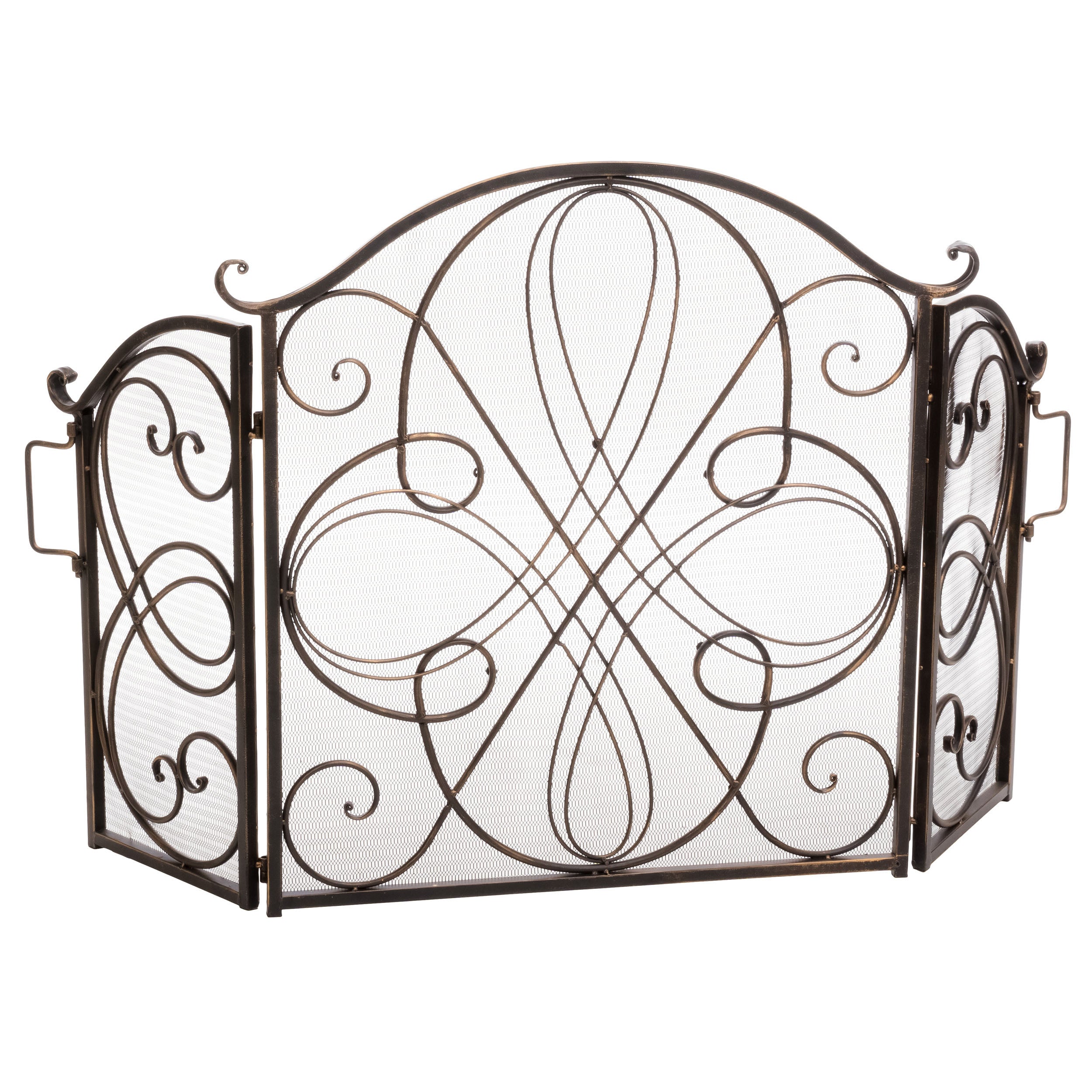 Rosalinda Black Gold Finish Floral Iron Fireplace Screen