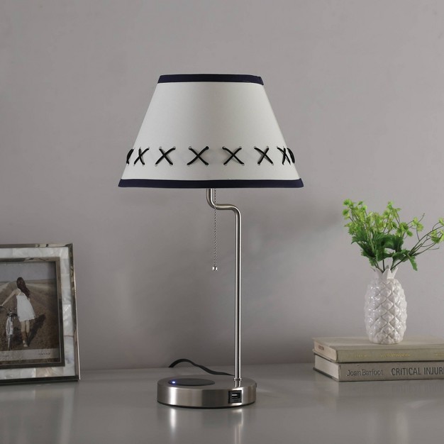 Traditional Metal Floor Lamp With Usb Charging Port Silver Ore International