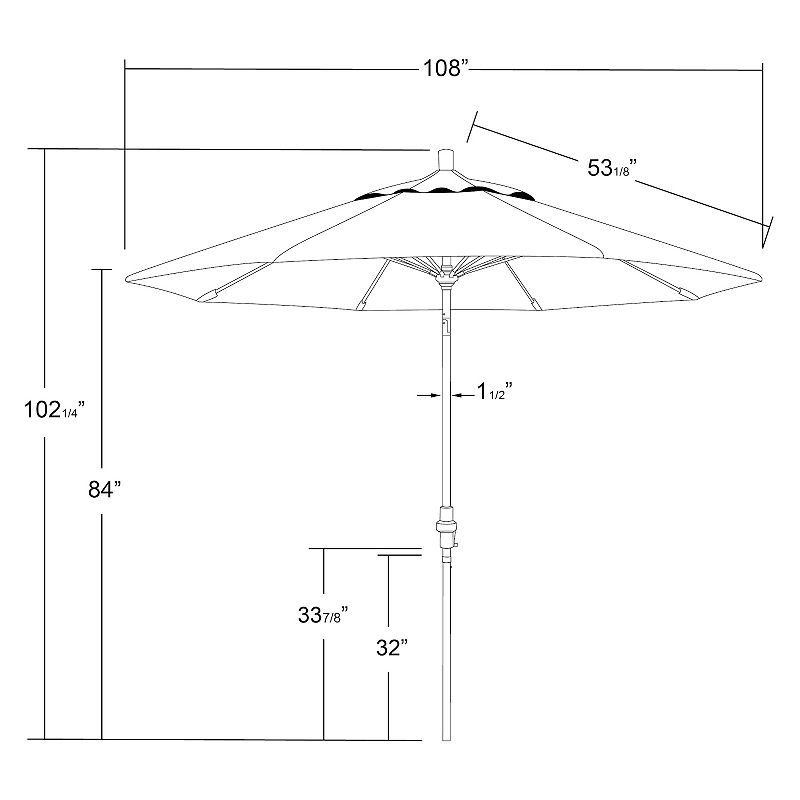 California Umbrella 9-ft. Sun Master Black Finish Patio Umbrella