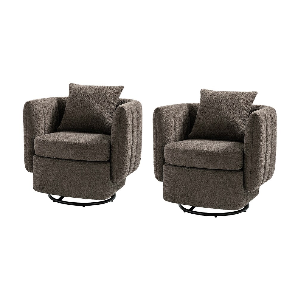 Brian Contemporary Polyester 360 Degree Swivel Barrel Chair With Pillow Skin Friendly Set Of 2 By HULALAHOME