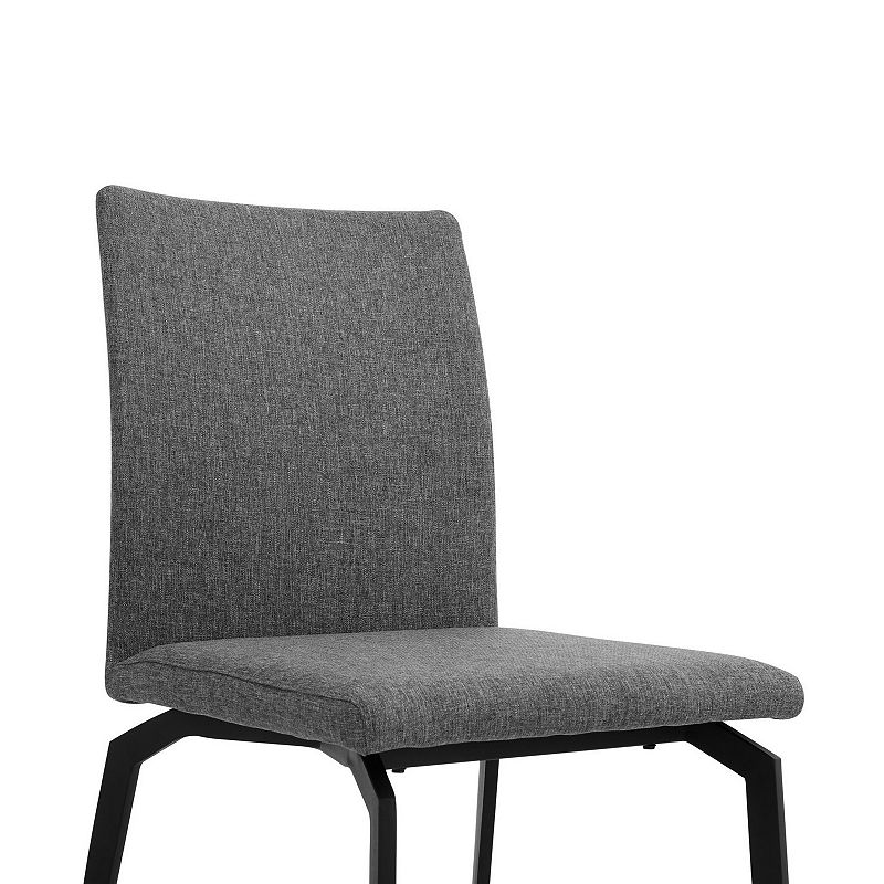 Sleek Fabric Dining Chair with Diamond Stitching， Set of 2， Gray