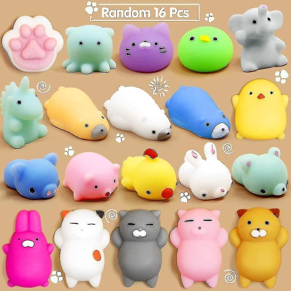 Mochi Squishy Toys 16 Pcs Mini Squishy Party Favors Animal Squishies Stress Relief Toys Random