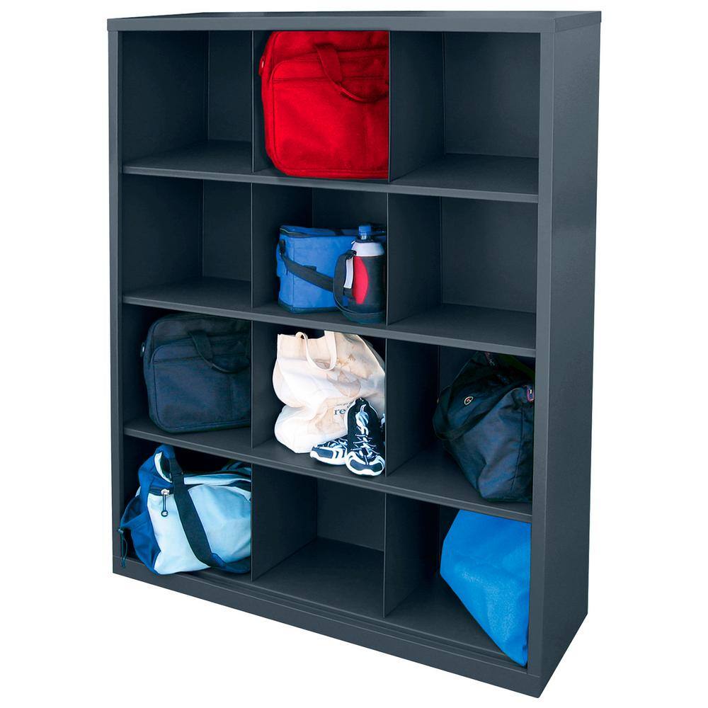 Sandusky Steel 12-Cube Organizer in Charcoal (66 in. H x 46 in. W x 18 in. D) IC00461866-02