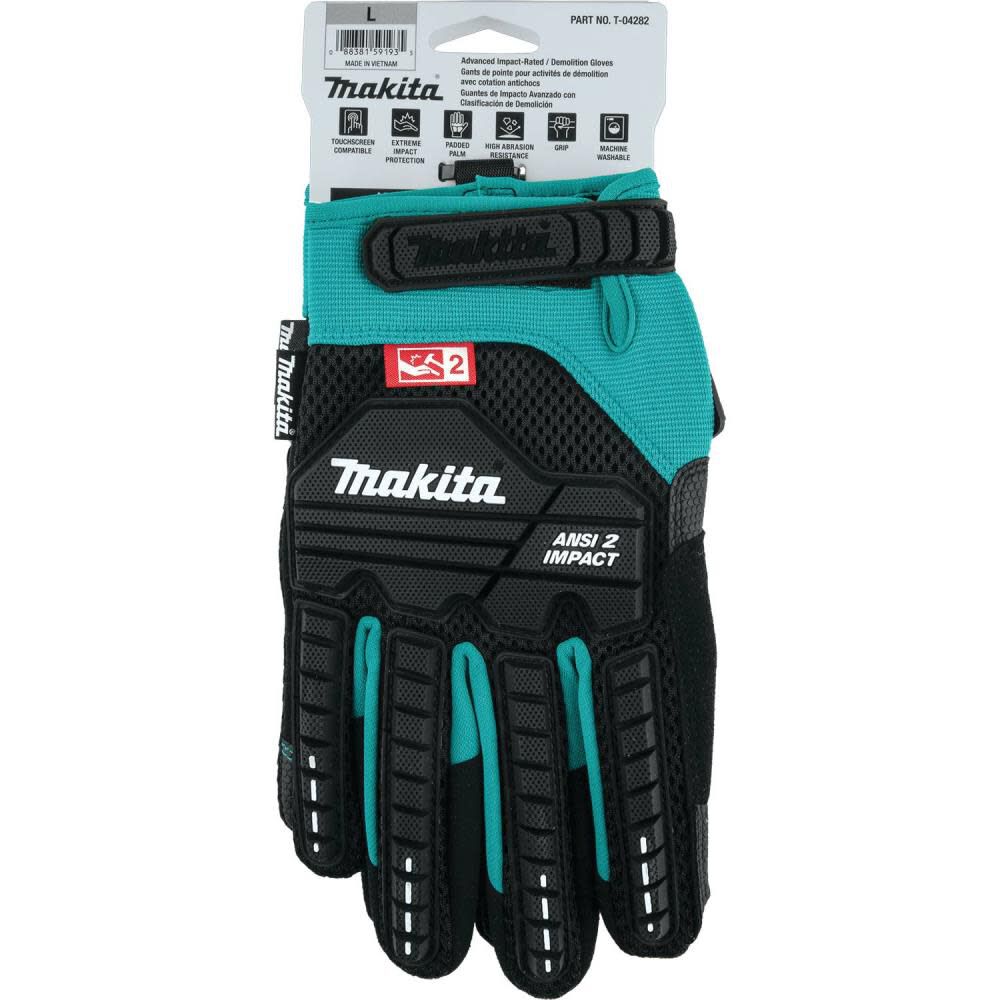 Makita Demolition Gloves Advanced ANSI 2 Impact Rated Large T-04282 from Makita