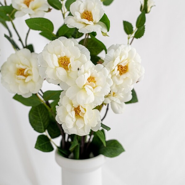 White Silk Decorative Artificial Rose Faux Flowers