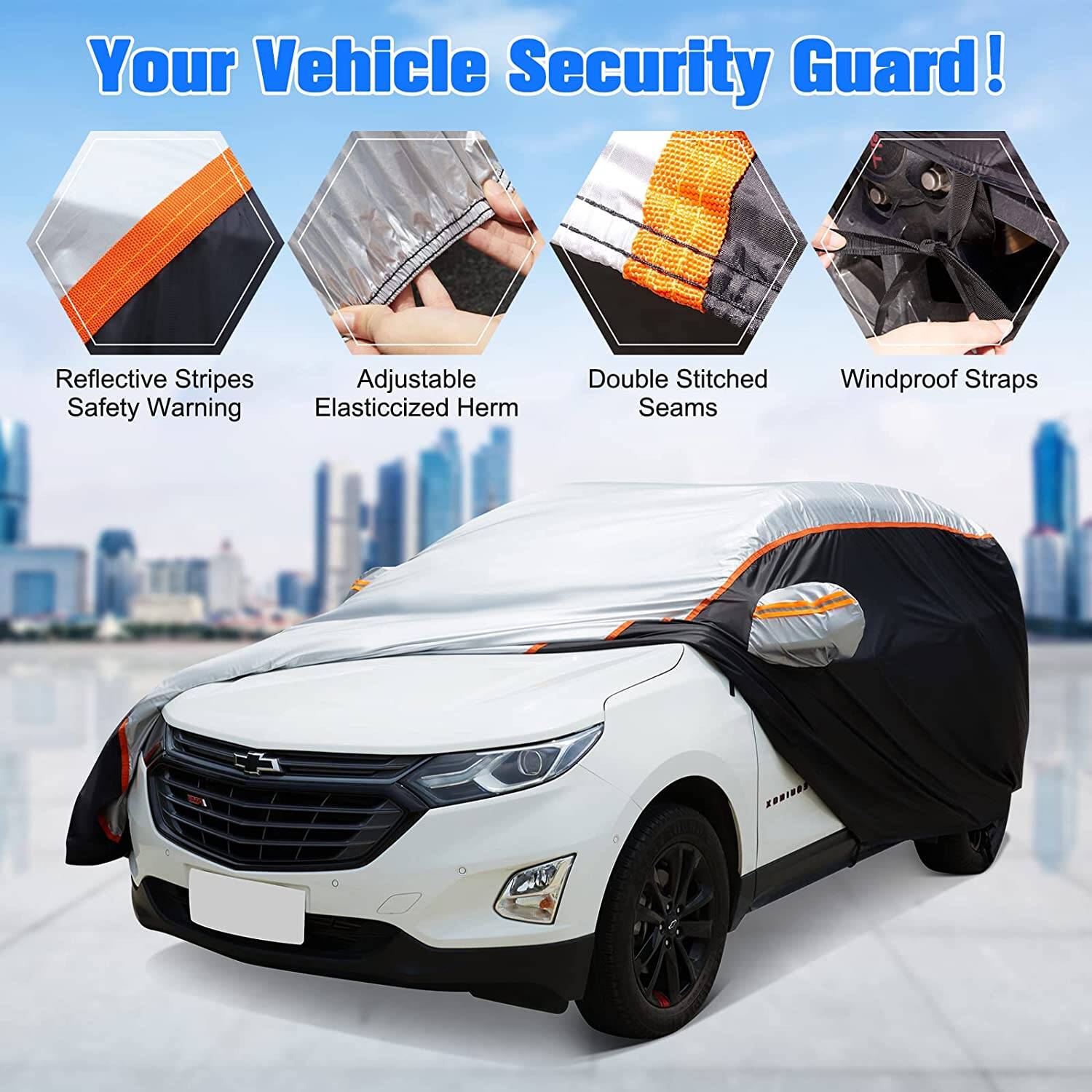 Car Cover UV Protection Waterproof Car Cover All Weather Windproof Outdoor Full car Cover， Universal Fit for SUV Medium Size