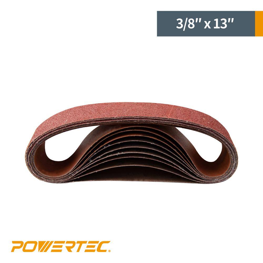 POWERTEC 38 in. x 13 in. 100-Grit Aluminum Oxide Sanding Belt (10-Pack) 401310