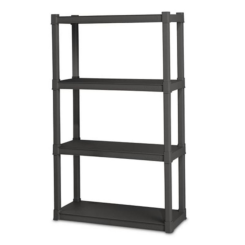 Sterilite Plastic Indoor Outdoor 4 Shelf Durable Shelving Unit， Gray， 2 Pack