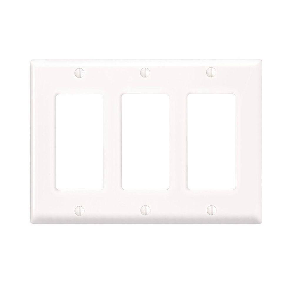 Leviton White 3-Gang DecoratorRocker Wall Plate (1-Pack) R52-80411-00W