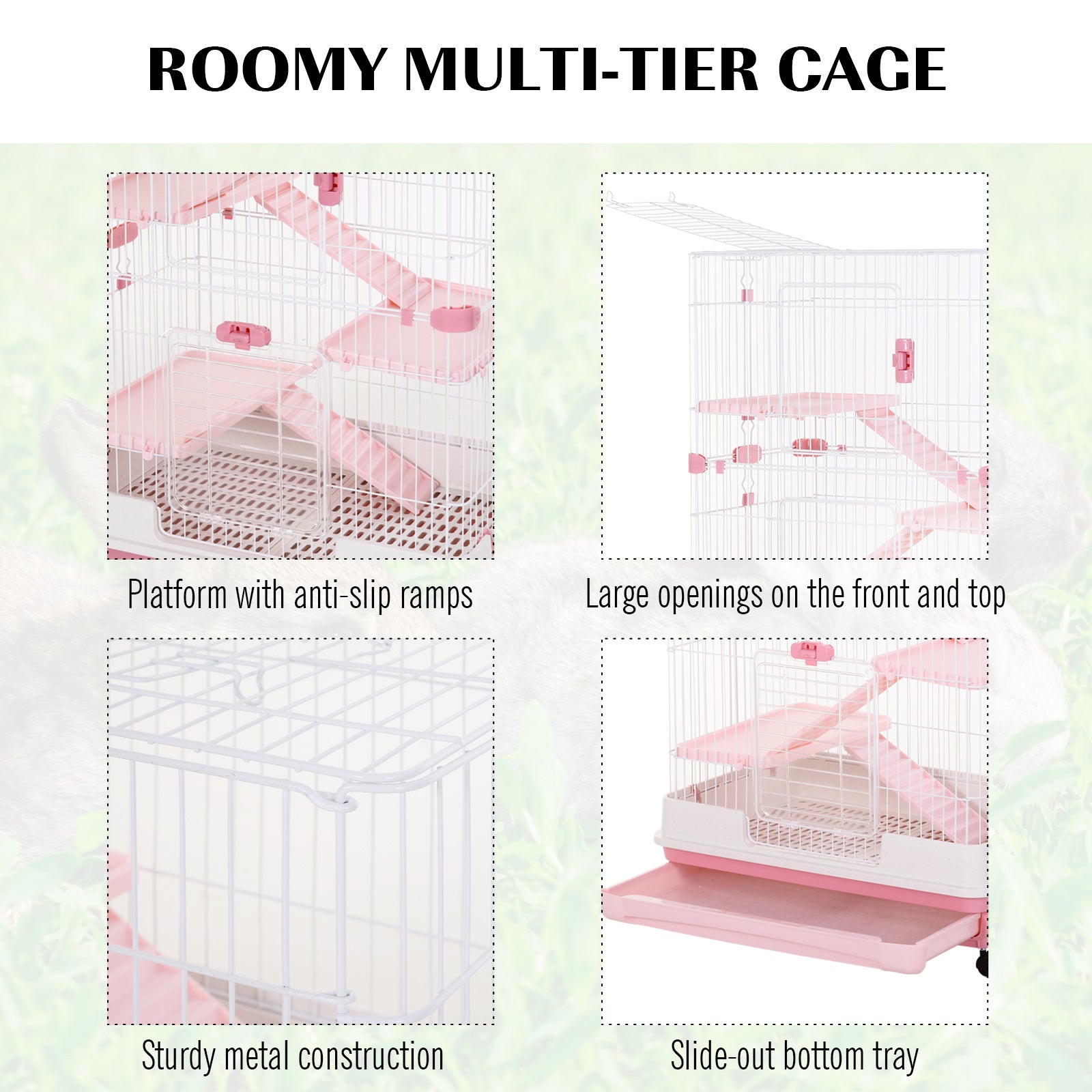 ametoys 6-level Cage Indoor Small Animal Hutch - Pink / White