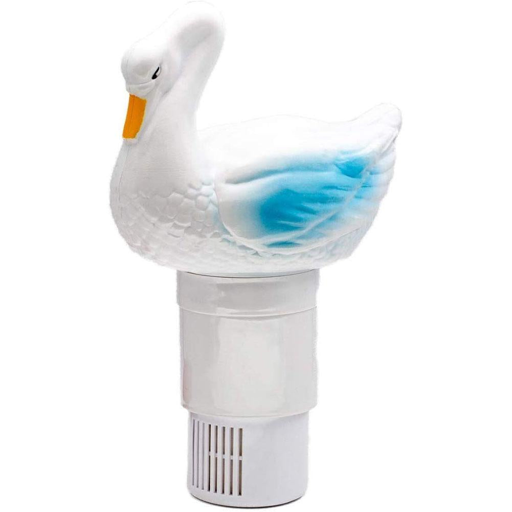 WWD POOL Pool Chlorine Floater Animal Bromine Holder Floating Pool Dispenser for Chemical Tablets Fits 3" White Swan