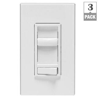 Leviton SureSlide 600-Watt Single-Pole3-Way Incandescent-CFL-LED Slide Dimmer White (3-Pack) VB1-06674-THD