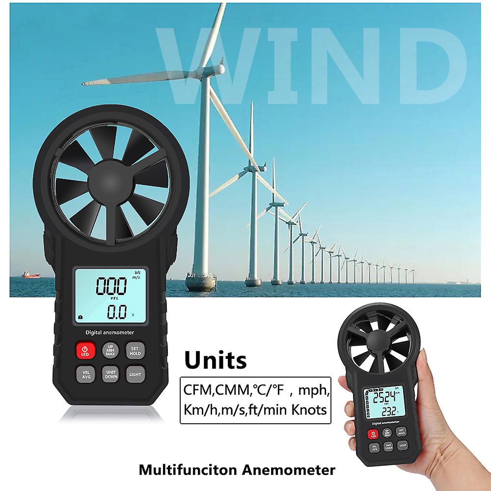 Handheld Anemometer Portable Wind Speed Meter Cfm Meter Wind Gauge With Lcd Backlight For Weather Data Collection Outdoors Sailing Surfing Fishing No.