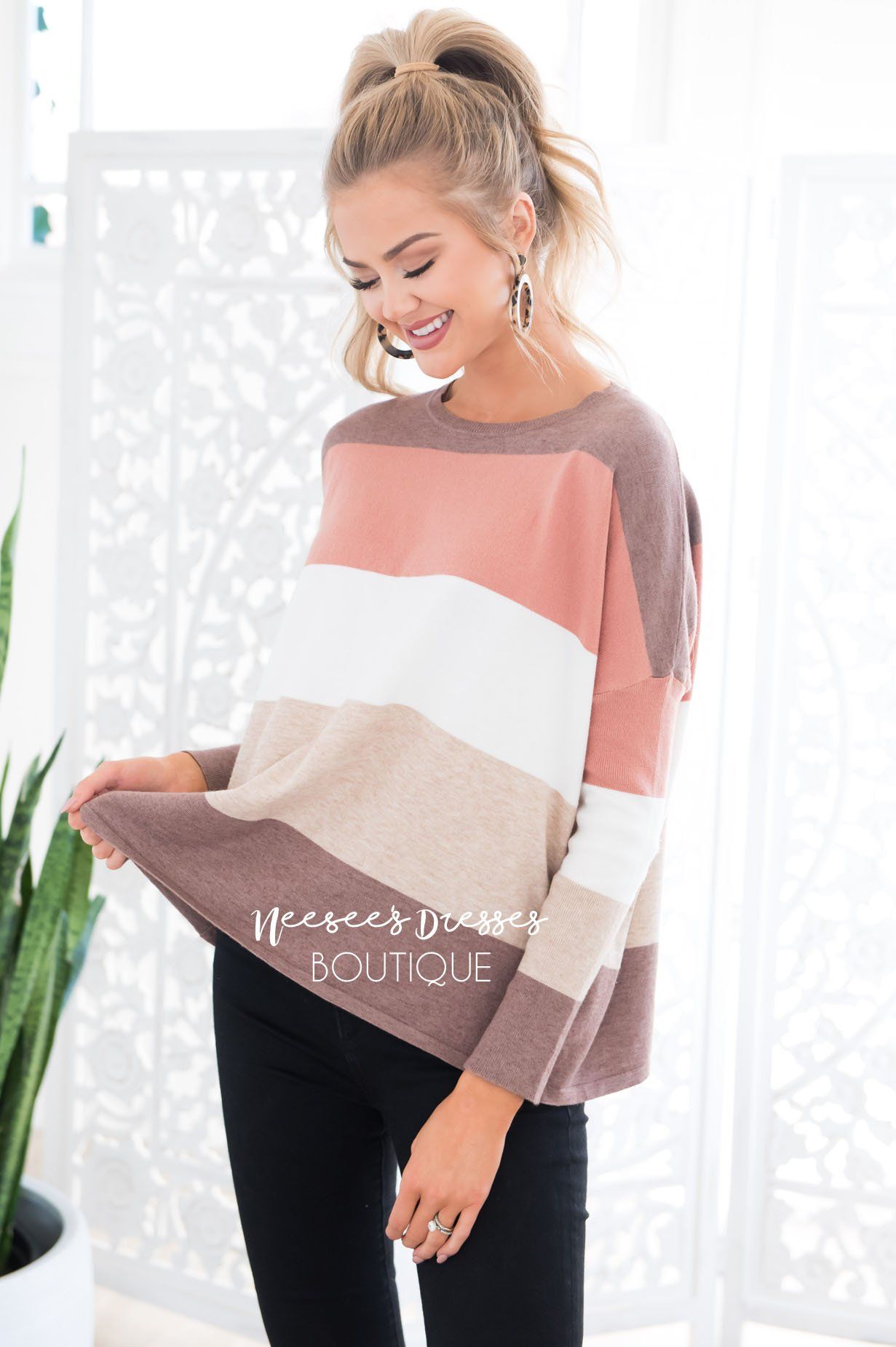 Hot Cocoa and Cream Block Sweater