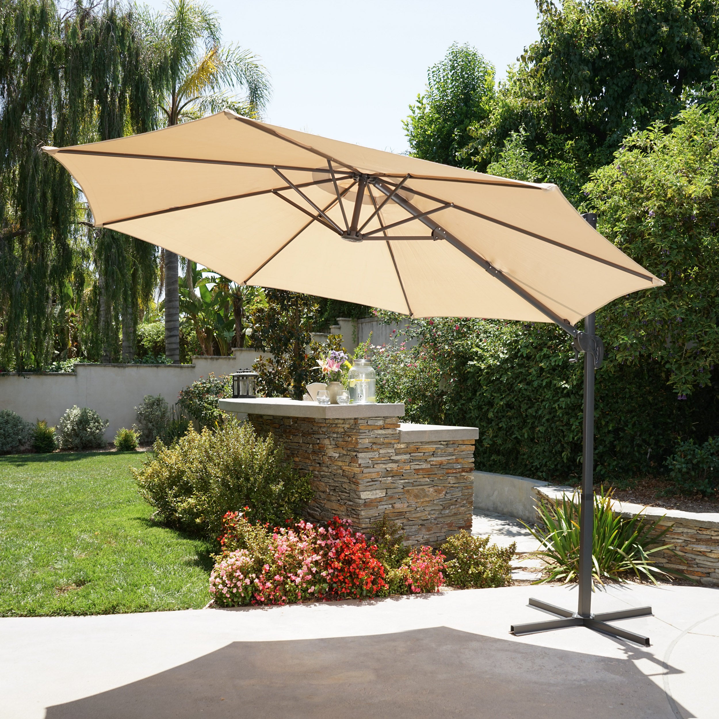 Persephone Outdoor Water Resistant Steel Frame Banana Sun Canopy