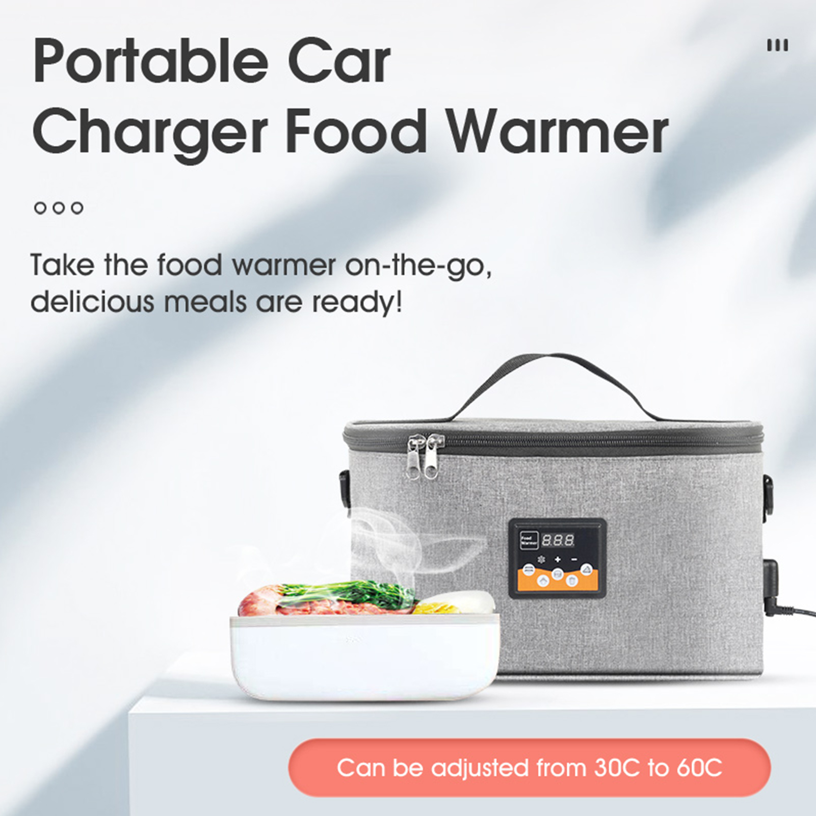 Portable Oven 12V Personal Food Warmer， Car Heating Lunch Box for Road Trip， Office Work， Picnic， Camping