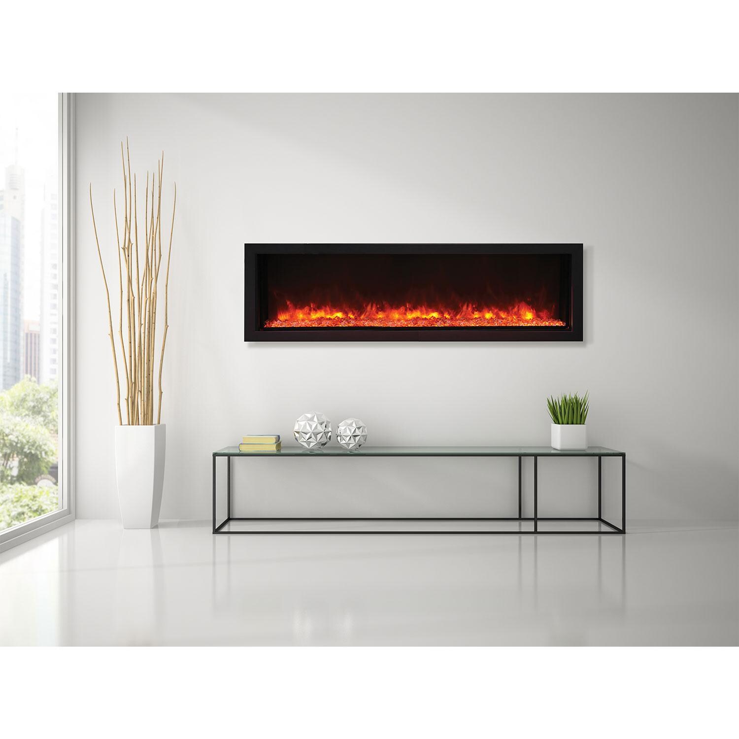 Remii by Amantii Panorama Extra Slim 55-Inch Smart Built-In Electric Fireplace with Black Steel Surround