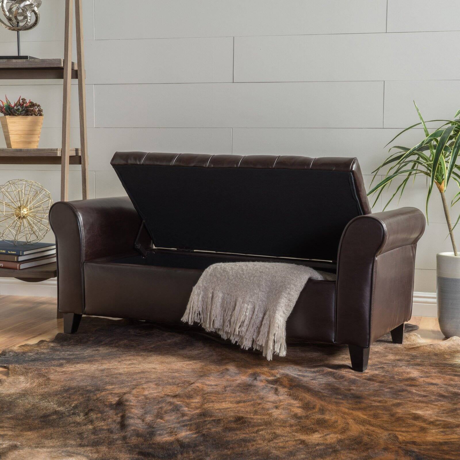 Ultima Leather Armed Indoor Storage Bench