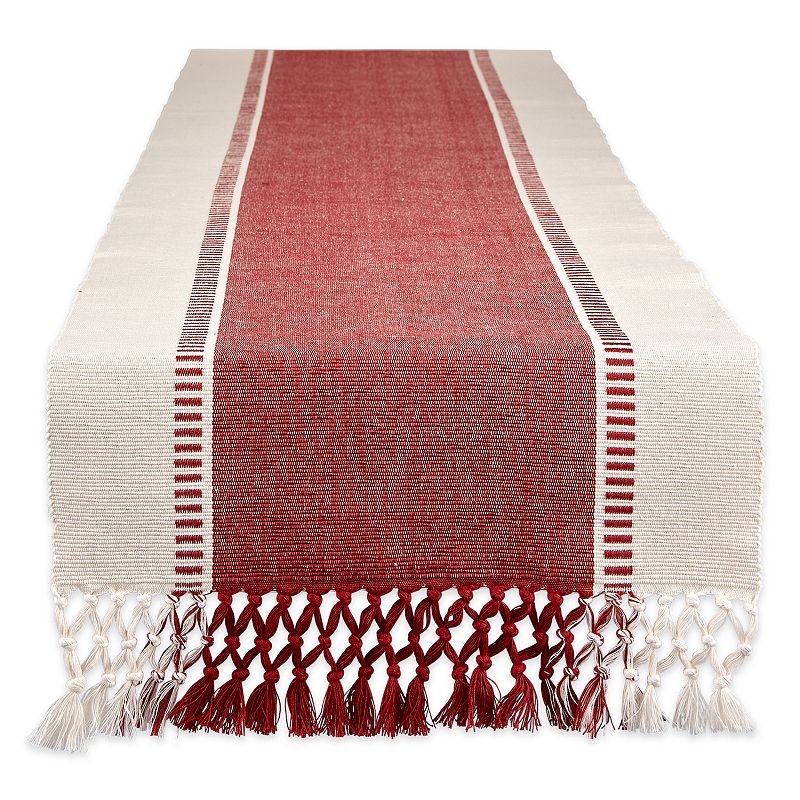 13 x 72 Red and White Dobby Striped Rectangular Table Runner