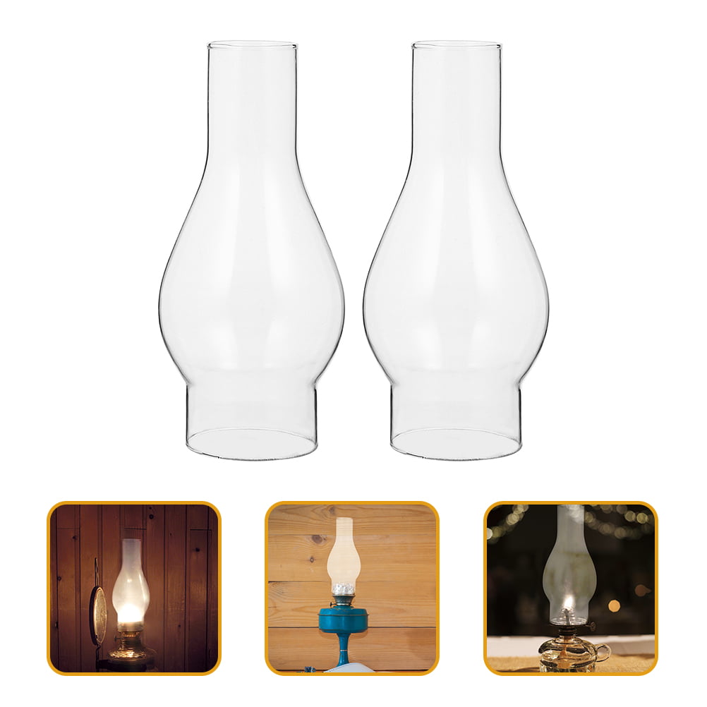 Homemaxs 2pcs Delicate Replacing Glass Kerosene Lampshade Clear Glass Lampshade Lamp Chimney