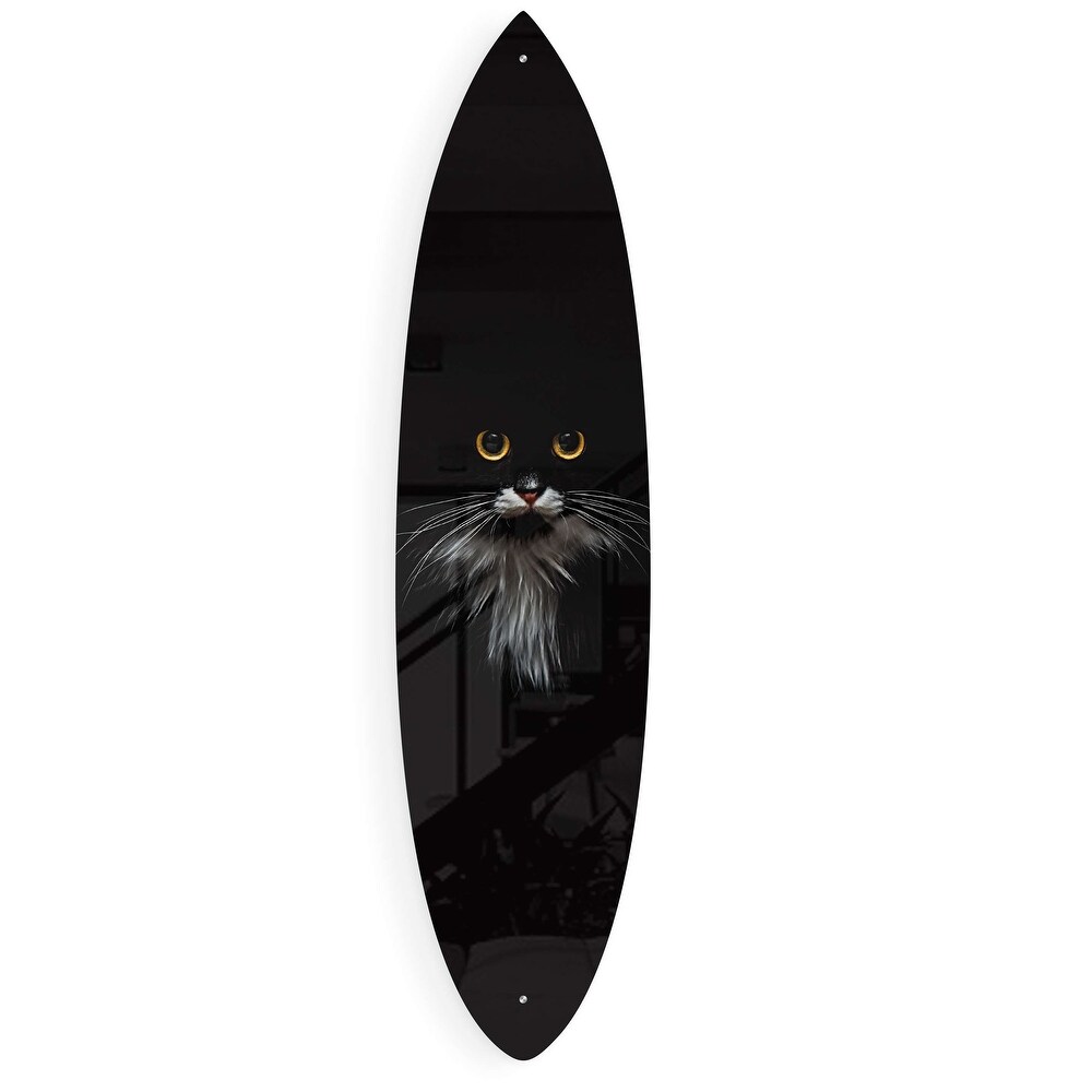 Black Cat Pattern Acrylic Surfboard Wall Art