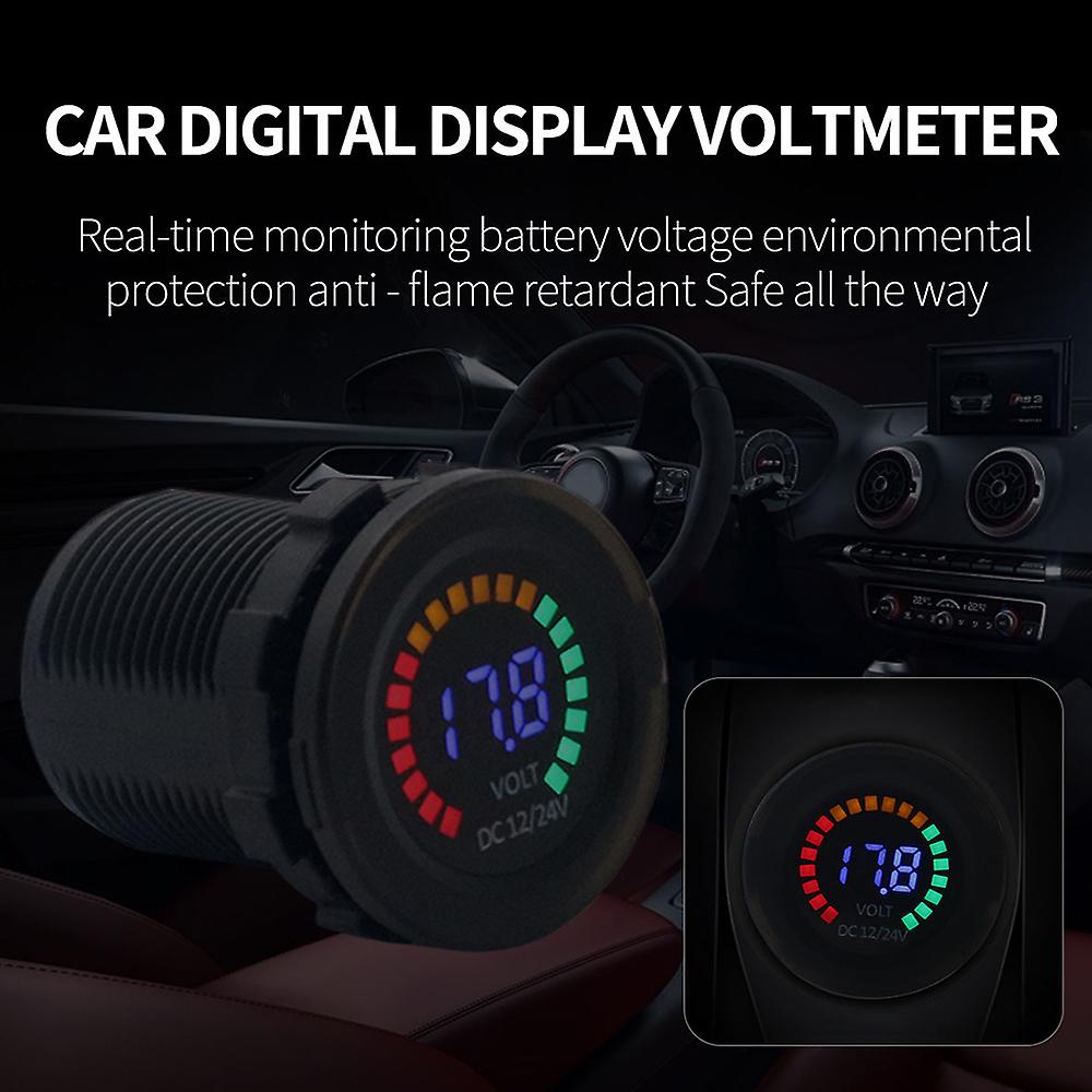 Black New 12/24v Color Led Dc Digital Display Voltmeter With Low Pressure Buzzer Alarm Waterproof Tester Volt Gauge For Car Motorcycle Truck Boat Mari