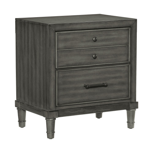 Transitional Style Gray Finish 1pc Nightstand of D...